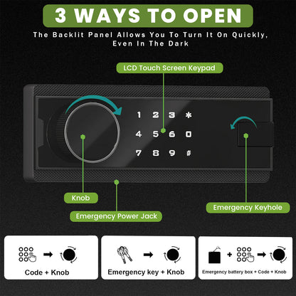 BM- KN-65 6.0 Cub Home Safe Box, Large Capacity Safe with Gewelry Drawers, Digital Safe with Removable Shelves and Alarm System.