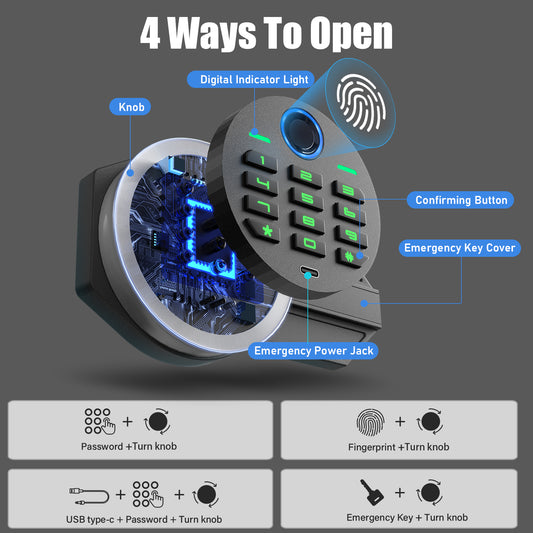 SDI KM-65W Silkight Biometric Home Safe with Fingerprint, Drop Slot, Security Safe Box with Removable & Adjustable Shelves, Digital Keypad, Dual Alarm & Silent Mode for Office, Bedroom, and Hotel