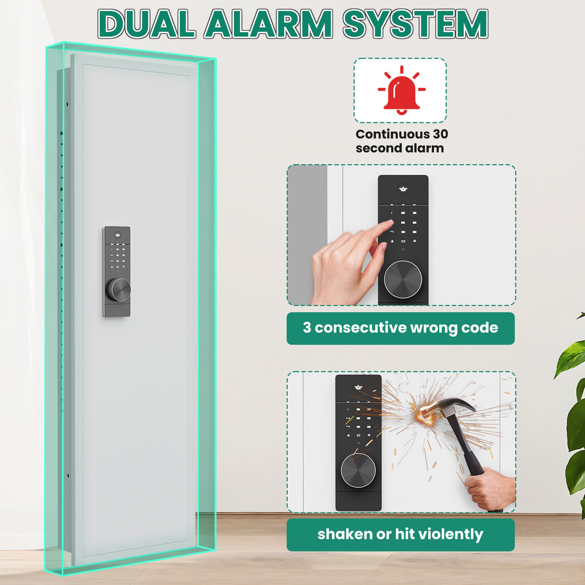 HK KW-135BD 53.15" Wall Safe Digital Lock, Hidden Wall Safe with Dual Alarm & Mute Function, In Wall Safe with Removable Shelves and Magnetic Slot