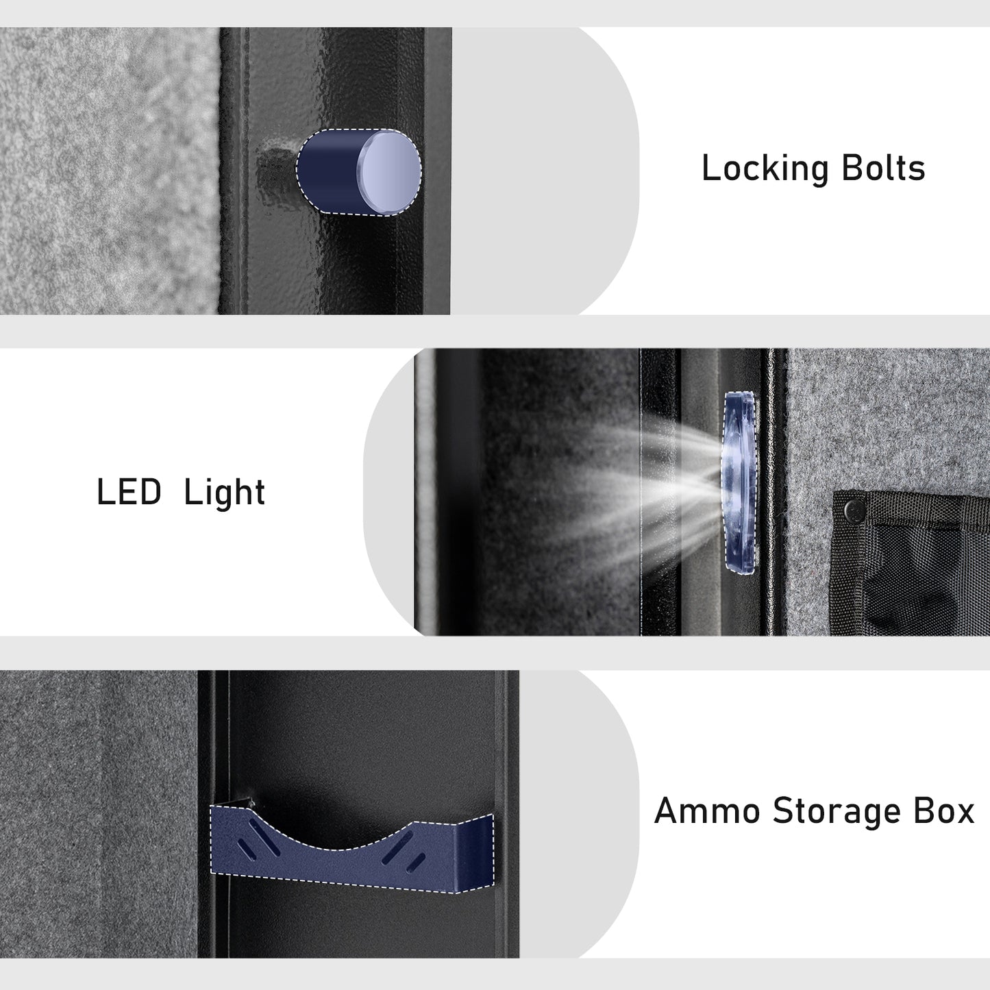 Omethey GKM-140D Gun Safe, 3-5 Gun Safe for Home Pistol, Quick Access Long Gun Safe with LED Light，Adjustable Gun Rack and Removable Shelf