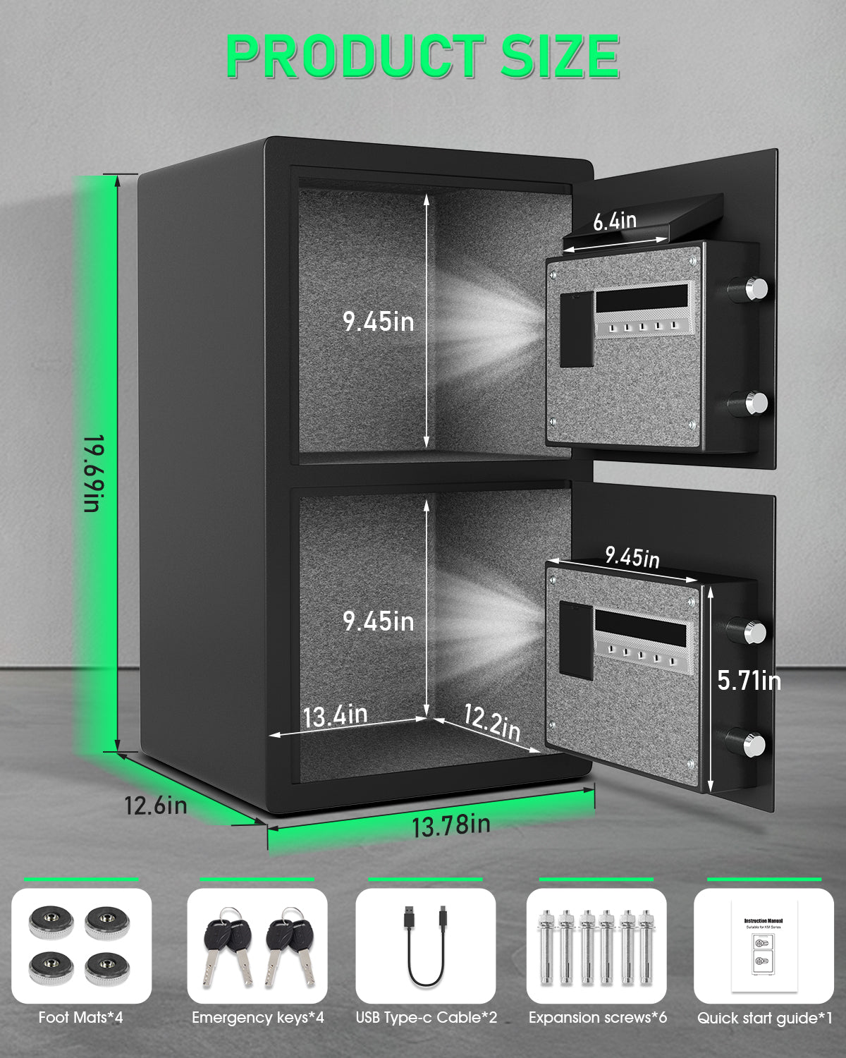 kavey-KM-50 ，5.0 Cu ft Extra Large Home Safe Box Fireproof Waterproof,