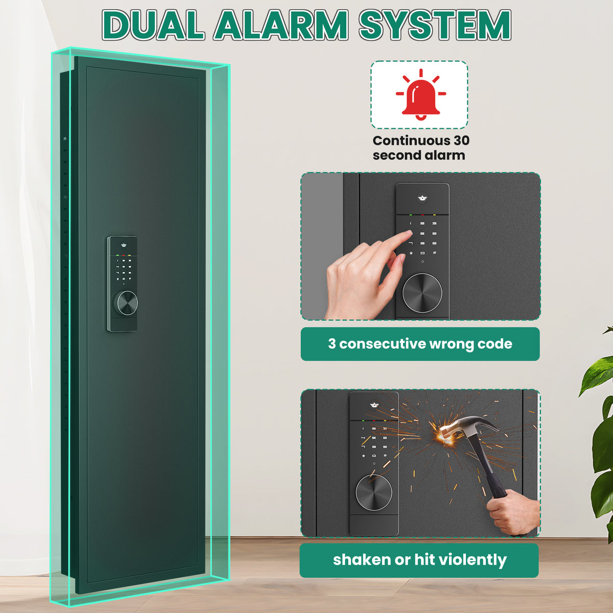 HK KW-135HD 53.15" Wall Safe Digital Lock, Hidden Wall Safe with Dual Alarm & Mute Function, In Wall Safe with Removable Shelves and Magnetic Slot
