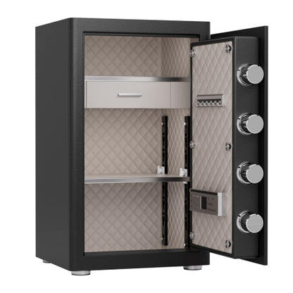 KAV-GO-70D 3.0 Cu ft Heavy Duty Home Safe Box Fireproof Waterproof, Digital Home Security Safe with Drawer & Adjustable Shelf, Soft Lining Money Safe with Backlit Keypad & Dual Alarm for Home Office