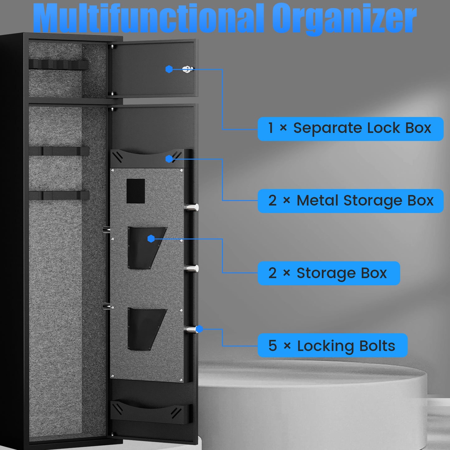OME G3-145DB Gun Safe, 5-7 Digital Gun Safe with Separate Lock Box, Large Gun Storage with Pistol Bag & Metal Storage Box