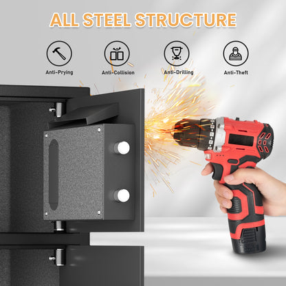 HK-KL-75W 6.5 Cu ft Large Safe Box Fireproof Waterproof,with LED Light fire proof safe for home documents,Fingerprint password personal Safe with Deposit Slot & Dual Alarm System，Security Box fo Valuables