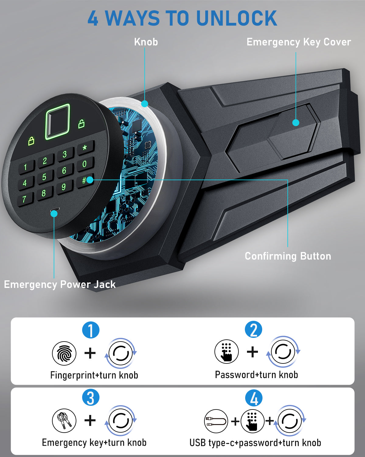 HK-KL-65W 6.0 Cu.ft. Large Safe Box with LED Light, Fingerprint Password Personal Safes with Deposit Slot & Dual Alarm System, Security Box for Valuables