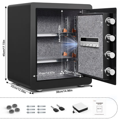 OME-K-45W  Omethey 2.0 Cub Biometric Safe Box, Fingerprint Safe with Backlit Touch Screen Keypad and Dual Alarm System, Steel Security Lock Box With Mute Function and LED Light, 12.59"D x 14.96"W x 17.72"H