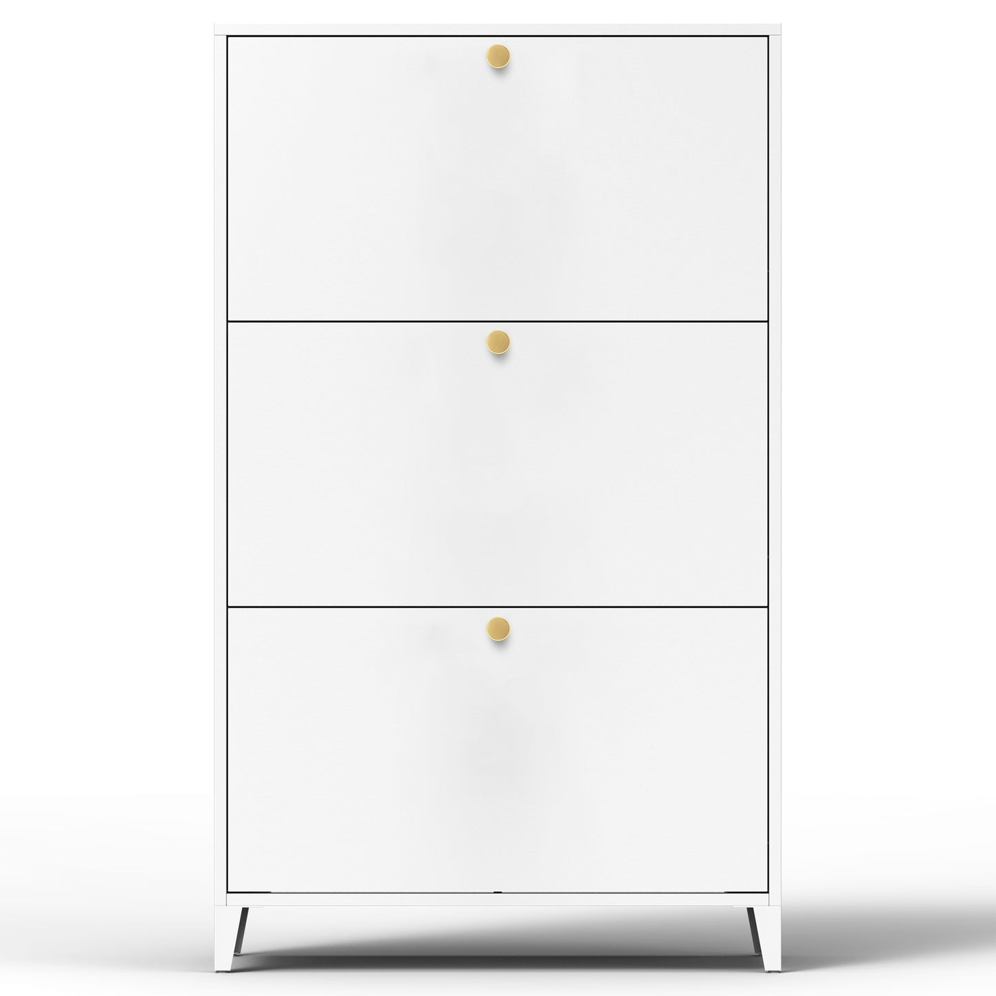 3 Drawer All Steel Shoe Cabinet, Freestanding Shoe Rack Storage Organizer with Flip Door, for Entryway, Hallway, Bedroom, White (Requires Assembly)