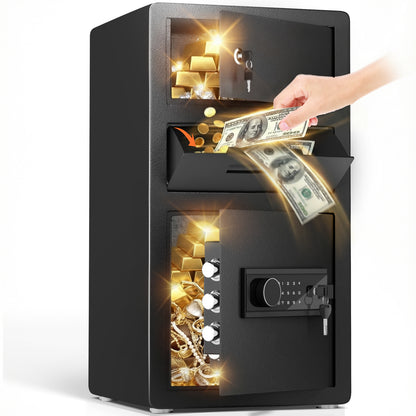 OME KKT-68 6.0 Cub Drop Safe for Business, Deposit Box with Drop Slot & LCD Keypad, Money Box with Dual Alarm & Mute Function, Large Safe for Vaulables, Home, Office