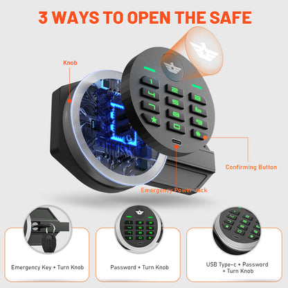 HK KM-75 Pacriond 6.5 Cub Large Safe Box with Deposit Slot & Dual Alarm System for Home Office, Digital Keypad Safes with Mute Function and LED Light for Money Valuables
