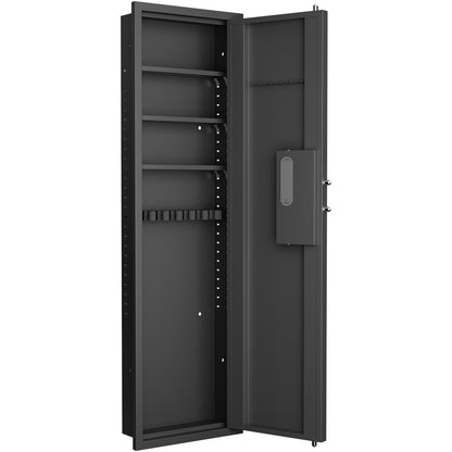 53" Tall Wall Safe, Hidden Wall Safes Between the Studs for Home Shotguns and Pistols, Wall Safes With Removable Shelf and Ammo Storage Shelf, Large Wall Long Safe for Money Documents Valuables