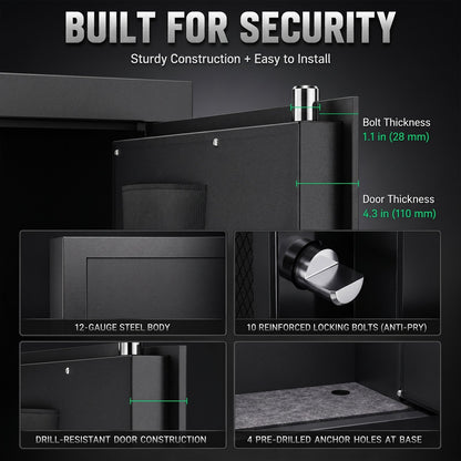 SDI-G6S-138HD, 15-20 Large Gun Safe, Digital Gun Safe for Rifles and Pistols with Removable & Adjustable Pegboard, Gun Safes & Cabinets with Door Organizers & 3 Gun Raks, Magnetic Lamp