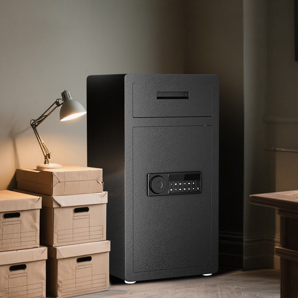 Kavey/K2T-75D 6.5 Cub Safe Box, Large Drop Safe for Business, Money Box with Drop Slot & Digital Keypad, Home Cabinet with Dual Alarm & Mute Function for Home