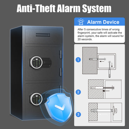 HK-KMT-75 6.5 Cub Large Safe Box with Drop Slot & Digital Keypad for Valuables, Home Cabinet with Dual Alarm & Mute Function for Home, Office