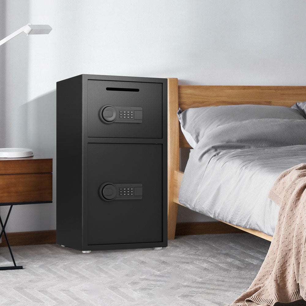 Kavey KO-70D 6.0 Cu ft Safe Box, Steel Security Safes with Jewelry Drawer Room & Hooks, Home Safe with Dual Alarm & Mute Function, Money Safe with Adjustable Shelf for Documents and Valuables