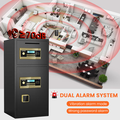 OME K3-75 6.5 Cubic Feet Fireproof Drop Large Safe with Quick Access Slot, Anti-Theft Business Security Waterproof Safe with Digital Lock and Dual Alarm, Large Depository Safe for Money Valuables