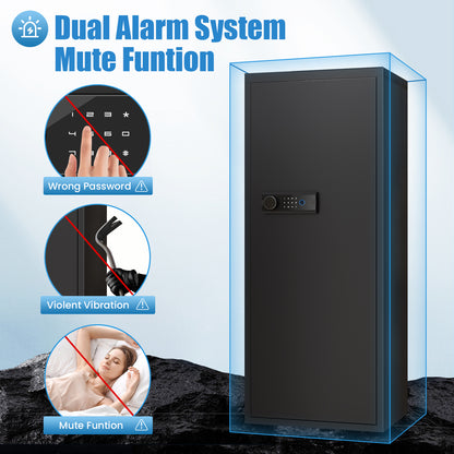 Riflewell 10-12 Biometric Fingerprint Gun Safe,Unassembled Gun Safes with Dual Alarm and Mute Function for Home Shotguns,Easy Assembly Gun Cabinet with LED Light, Adjustable Gun Racks and Shelf