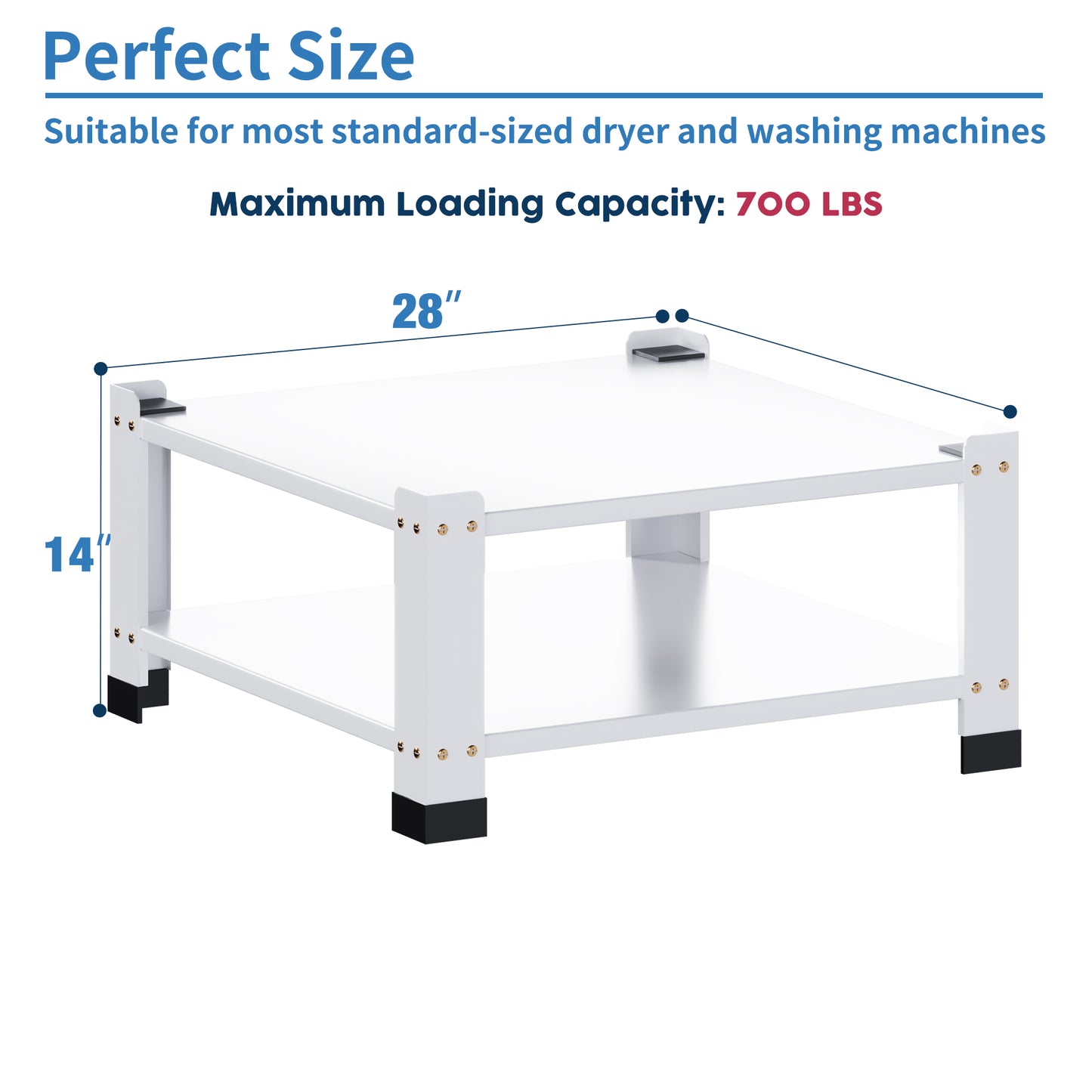 Laundry Pedestal 14" Height, Washer and Dryer Pedestals with Storage Shelf, 700lbs Weight Capacity Washing Machine Stands for Most Washers and Dryers, Assembly Required