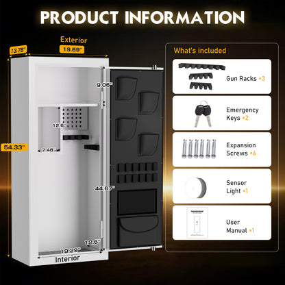 KAV-G6S-138BD   Heavy-Duty Large Gun Safe for Pistol, Storage Guns (with/Without Scopes), Home Gun Cabinet with Adjustable Pegboard, Gun Safe for Home