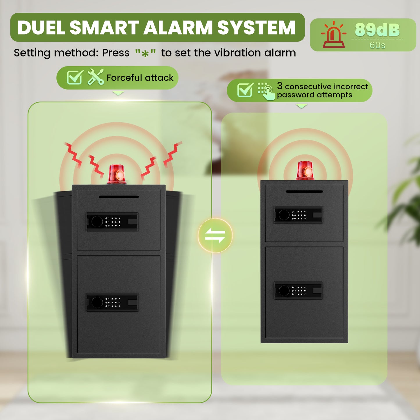 BM- KN-65 6.0 Cub Home Safe Box, Large Capacity Safe with Gewelry Drawers, Digital Safe with Removable Shelves and Alarm System.