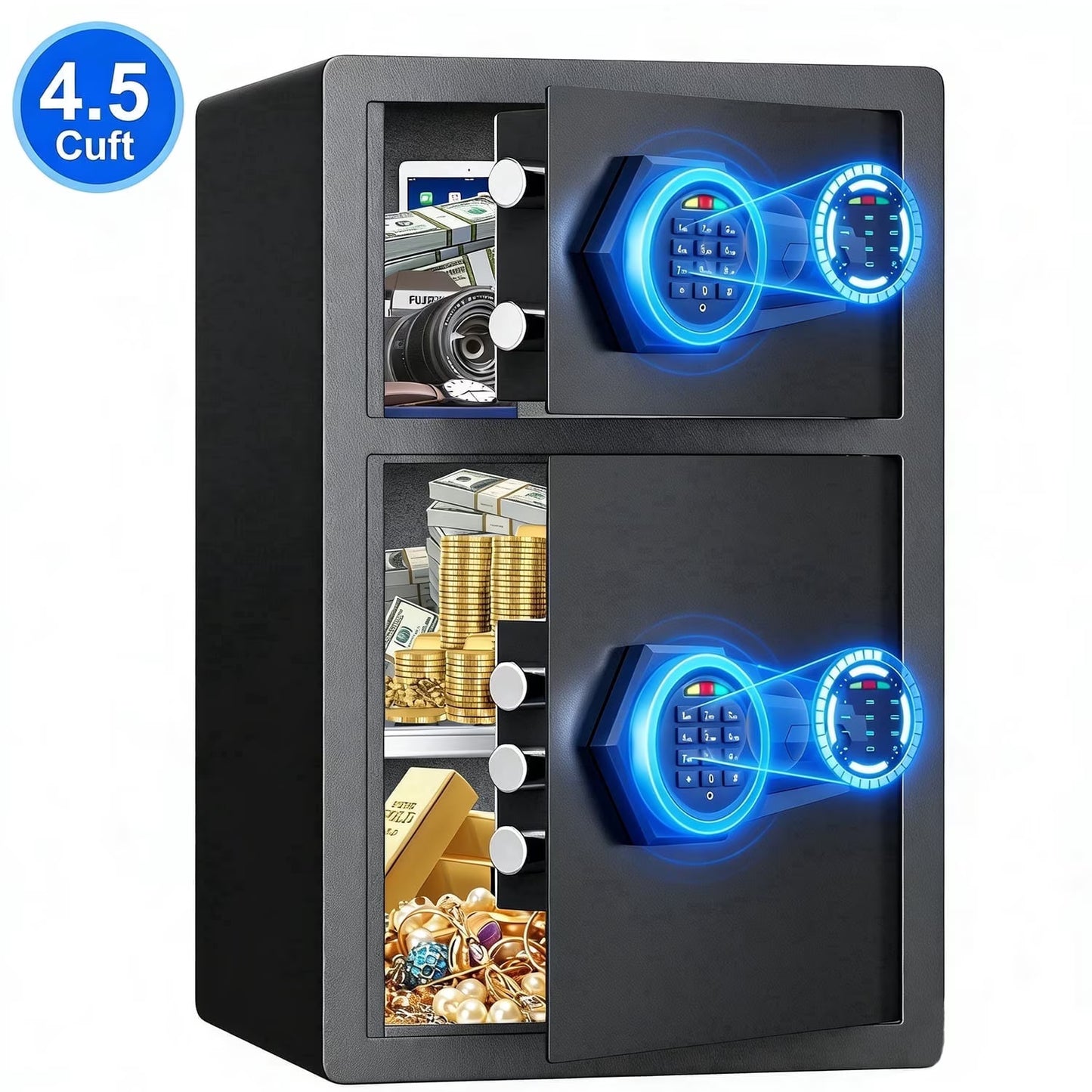 SDI-KL-55SD 4.5 Cu ft Safe Box, Steel Security Safes with Dual Lock System, Home Safe with Dual Alarm & Mute Function, Money Safe with Adjustable Shelf for Documents and Valuables