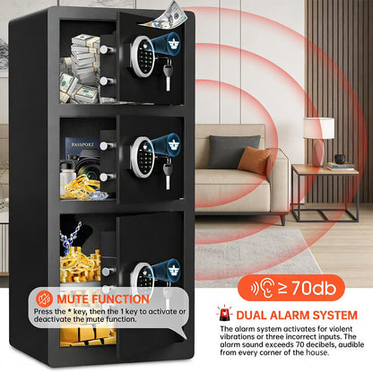 SDI-KM-90 Extra Large Home Safe Box, Safe Box with Drop Slot & Hooks, Home Safe with Dual Alarm & Mute Function, Money Safe with Adjustable Shelf for Documents and Valuables