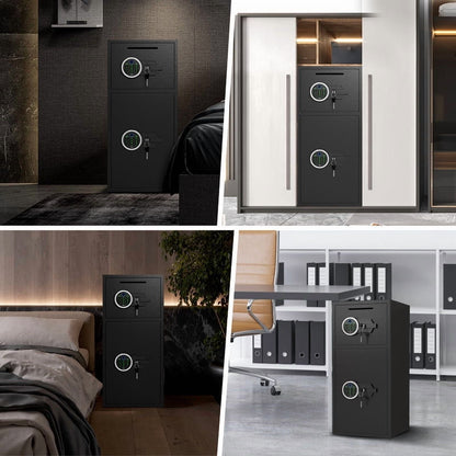 SDI-KM-75W 6.5 Cu ft Home Safe Box with Fingerprint & Backlit Keyboard, Biometric Safe with Removable & Adjustable Shelves, Money Safe with Deposit Slot for House, Office, Hotel