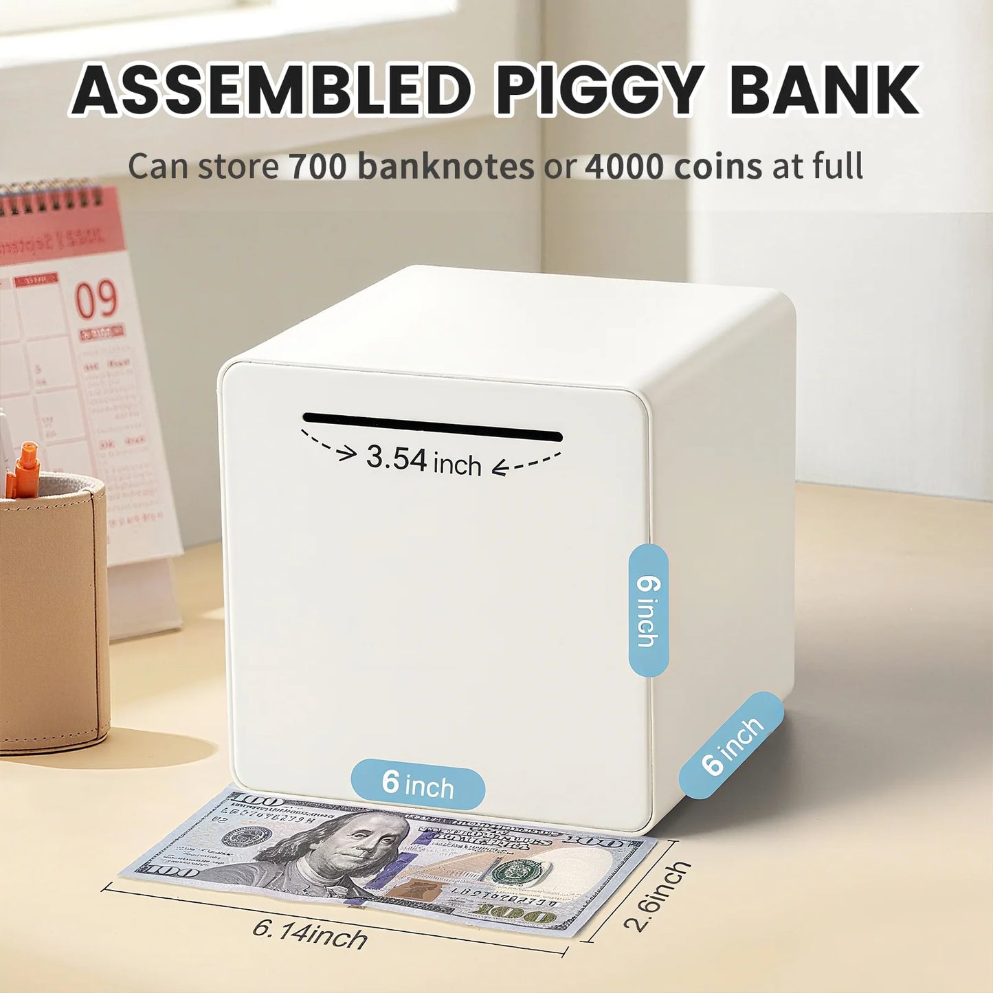 KAVEY Unbreakable Piggy Bank Transparent Window Design for Adults Boys and Girls Jar for Savings Strong Practical Cash Saving Box Must Break to Open