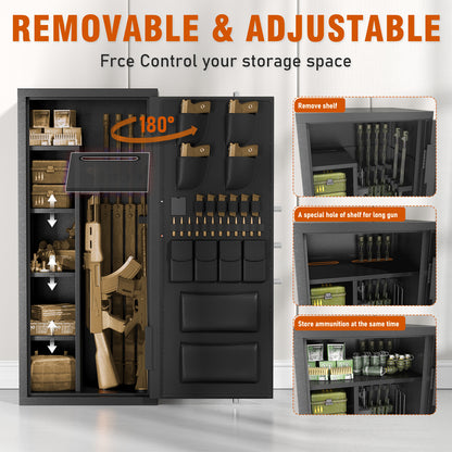 15-20 Gun Safe, Large Gun Safe for Shotguns and Pistols, Unassembled Gun Safe with Adjustable Shelf & Gun Rack, Gun Safe for Home and Shotgun, Quick Access Gun Cabinet with Dual Alarm
