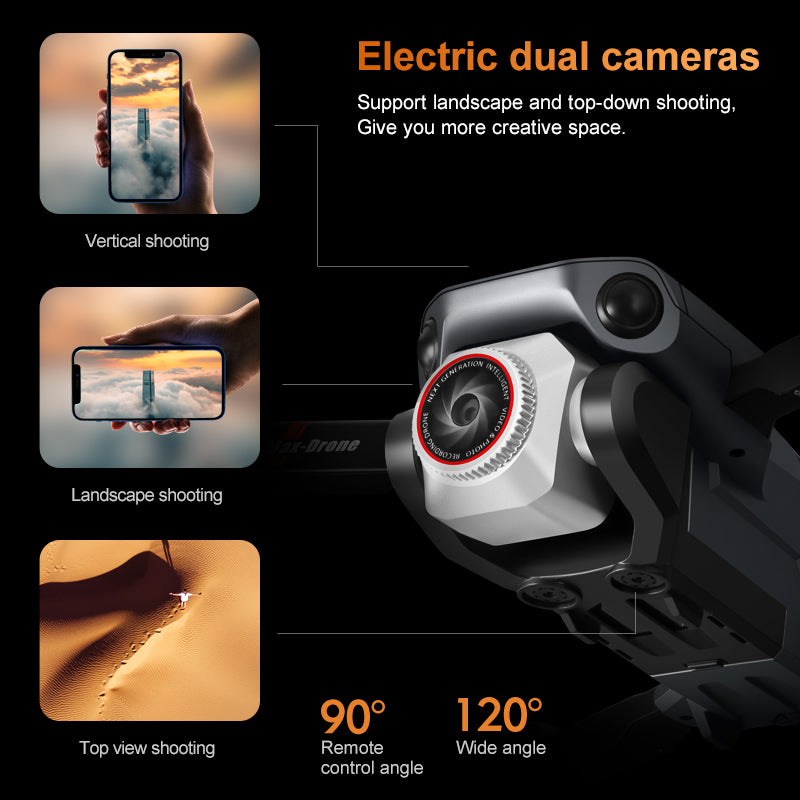 SDI WRJ Drone with 4K Camera for Adults & Kids, RC with Built-in Screen, Brushless Motor, 4-Way Obstacle Avoidance, Optical Flow Hover, One-Key Takeoff, Gesture & Trajectory Flight, Foldable Drone