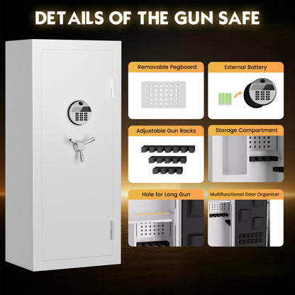 KAV-G6S-138BD   Heavy-Duty Large Gun Safe for Pistol, Storage Guns (with/Without Scopes), Home Gun Cabinet with Adjustable Pegboard, Gun Safe for Home