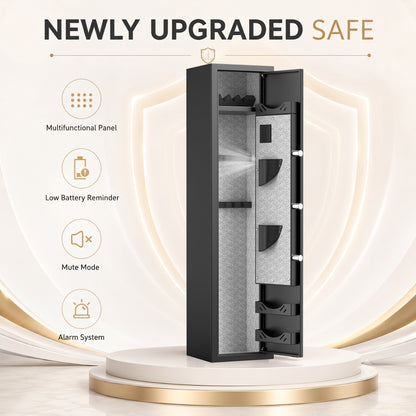 HK G3Q-138D 3-5 Gun Safe, 54'' Digital Gun Safe with Removable Shelf and Backlit Keypad, Quick Access Gun Cabinet with Dual Alarm and Mute Function for Pistols