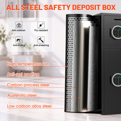 HK KM-65W Pacriond 6.0 Cuft Fingerprint Password Safe Box Fireproof with LED Light for Home Office, Large Safes with Deposit Slot & Dual Alarm System, Security Box for Valuables