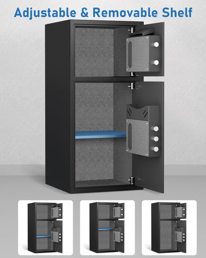 OME KM-85 7.0 Cub Extra Large Safe Box, Home Safe with Backlit Keypad & Deposit Slot, Home Safe with Dual Alarm Sytem & Mute Mode, Drop Slot Safe Home Valuables