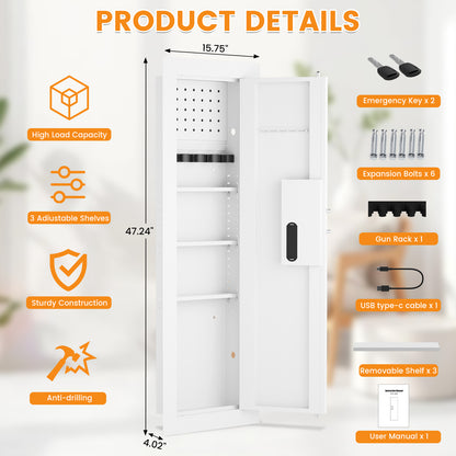 KAV-K2V-120BD Kavey 47.24" Wall Safe, Digital Wall Gun Safe Between the Studs with Dual Alarm ＆ Mute Mode, Hidden Wall Safe with Adjustable Shelve, Magnetic Support & Key Hook