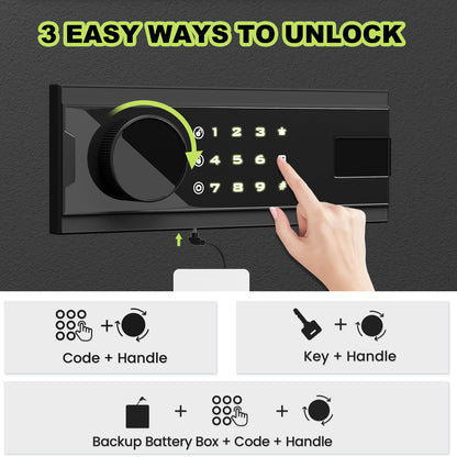 OME K1C-65D 6.0 Cub Digital Safe with Slide Drawer, Home Safe with Adjustable & Removable Shelf, Money Safe with Touchscreen Pad & Dual Alarm, Extra Large Safe for Jewelry Cash Pistol Documents