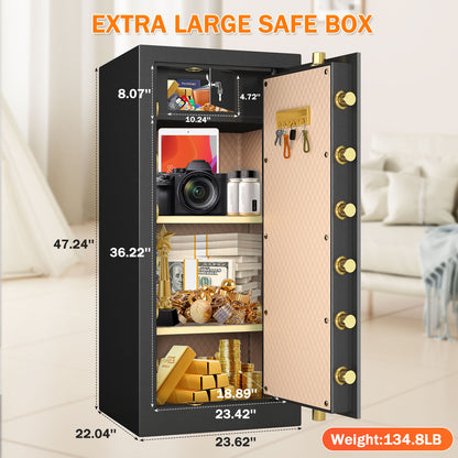 KAV Extra Large Safe Box, 14.1 Cubic Feet Heavy Duty Big Safe with Security Double Key Lock & Seperate Lock Box