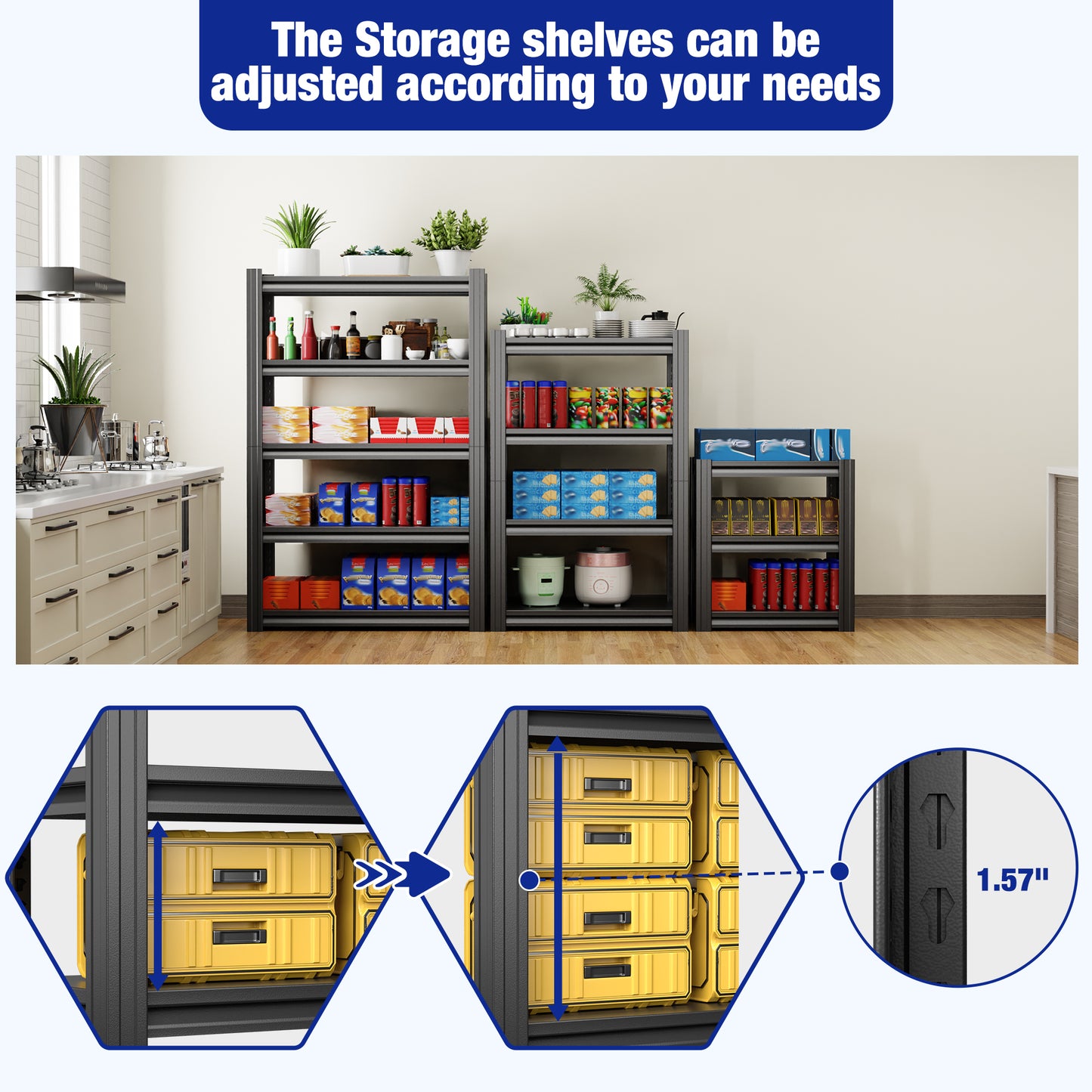 72" H|35.4" W All-Metal Garage Shelving Unit and Storage-Easy Assembly Shelves 5-Tier Rack|Heavy-Duty Adjustable Shelf|Steel Waterproof Rust-Resistant Shelves for Industrial