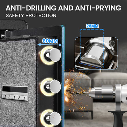 Kav k-45w 2.0 Cub Biometric Safe Box, Fingerprint Safe with Backlit Touch Screen Keypad and Dual Alarm System, Money Safe With Mute Function and LED Light