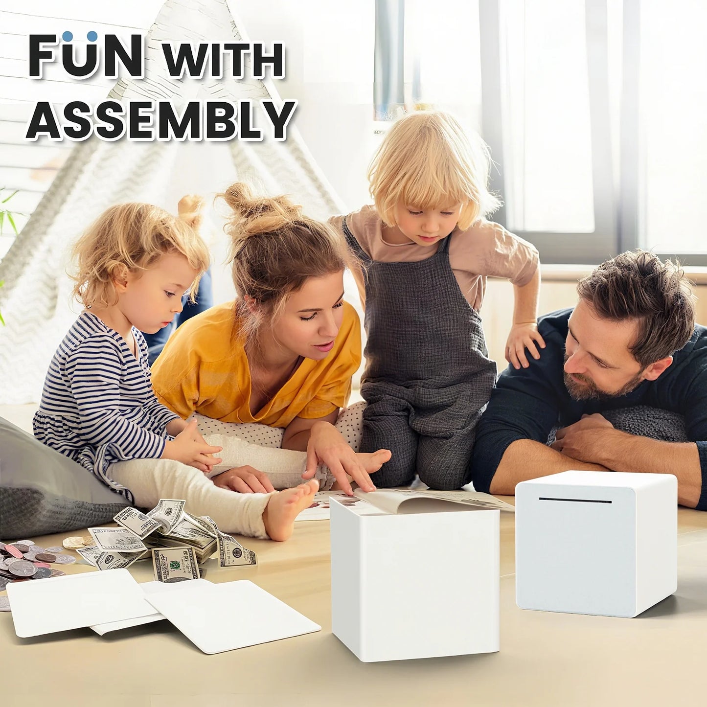 KAVEY Unbreakable Piggy Bank Transparent Window Design for Adults Boys and Girls Jar for Savings Strong Practical Cash Saving Box Must Break to Open