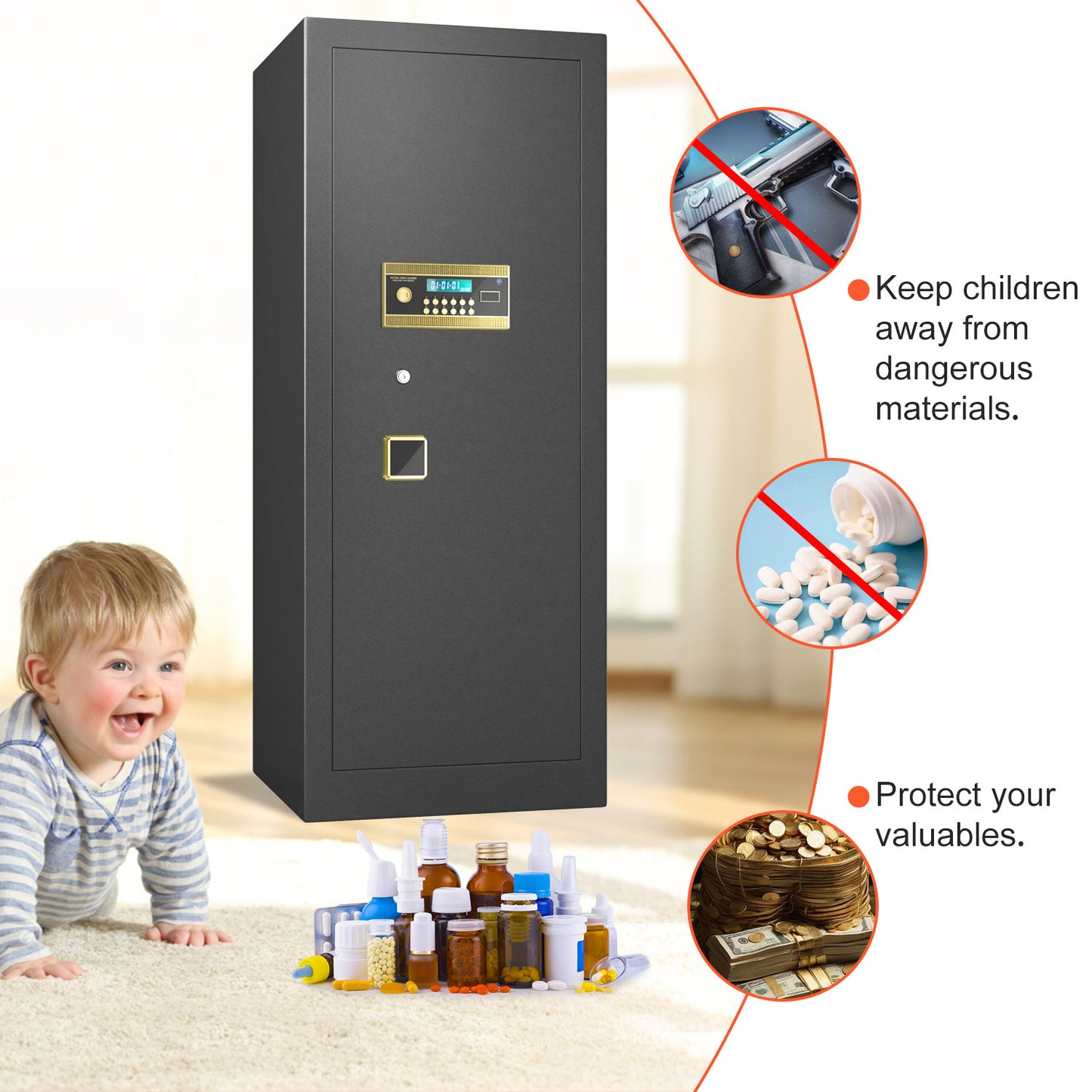 KAV Extra Large Safe Box, 17.6 Cubic Feet Heavy Duty Big Safe with Security Double Key Lock & Seperate Lock Box