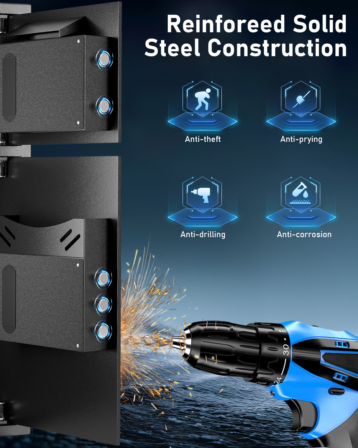 OME-KL-75D 2025 NEW Large Home safe Fireproof Waterproof, 6.5 Cub Money Safe Box with Slot & Metal Deposit Storage Box, Home Safe with Dual Alarm System & Mute Mode for Valuables