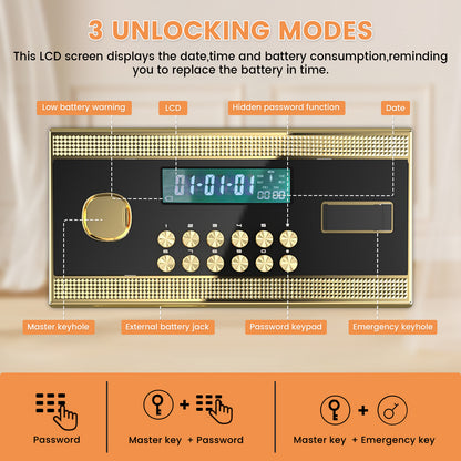 OME K3-68 Extra Large Fireproof Waterproof Safe Box with Deposit Slot & Adjustable Shelf - Home & Office Security Safe with Soft PU Leather Lining, Large LCD Screen & Dual Alarm