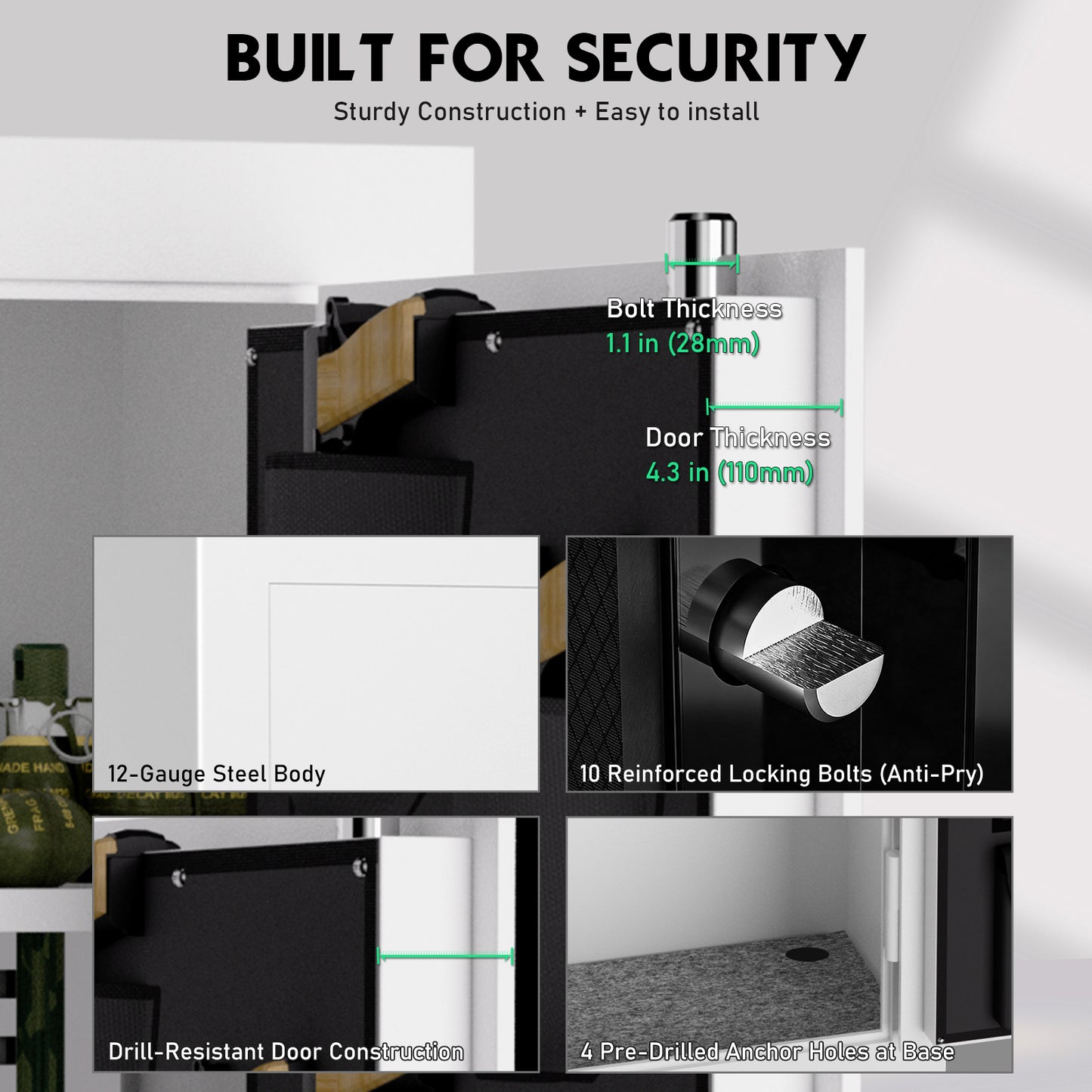 OME G6S-138BD 15-20 Large Gun Safe, Already Assembled Digital Gun Safe for Rifles and Pistols with Removable Pegboard & 6 Hooks, Gun Safes & Cabinets with Door Organizers & 3 Gun Raks, Rifle Safe for Home (White)