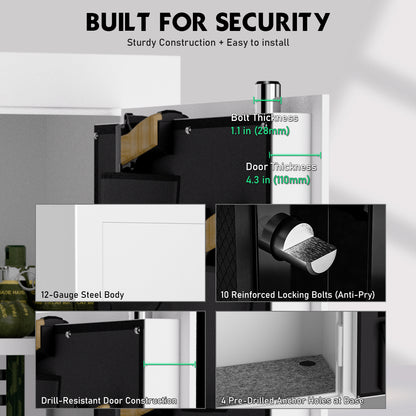 OME G6S-138BD 15-20 Large Gun Safe, Already Assembled Digital Gun Safe for Rifles and Pistols with Removable Pegboard & 6 Hooks, Gun Safes & Cabinets with Door Organizers & 3 Gun Raks, Rifle Safe for Home (White)