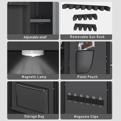 OME AKG3-132W 30-40 Large Gun Safe, Fingerprint Gun Safe for Gun Pistols with LCD Keypad & Gun Rack