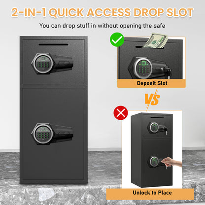 HK-KL-75W 6.5 Cu ft Large Safe Box Fireproof Waterproof,with LED Light fire proof safe for home documents,Fingerprint password personal Safe with Deposit Slot & Dual Alarm System，Security Box fo Valuables