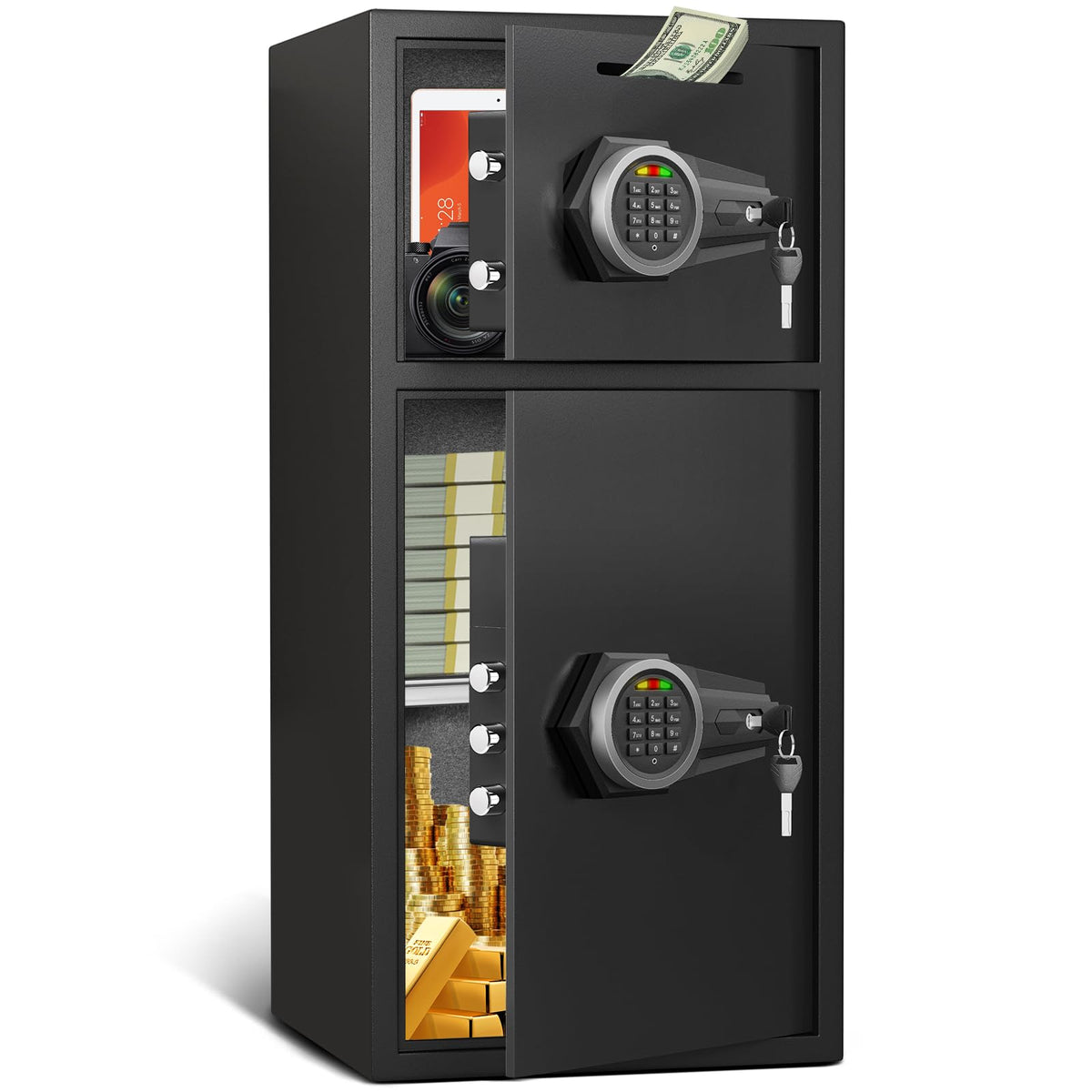 kavey 6.5 Cu ft Large Safe Box Fireproof Waterproof, Money Safe With Mute Function and LED Light,Digital Keypad Home Safes with Deposit Slot & Dual Alarm System, Security Box for Money Valuables - image 1