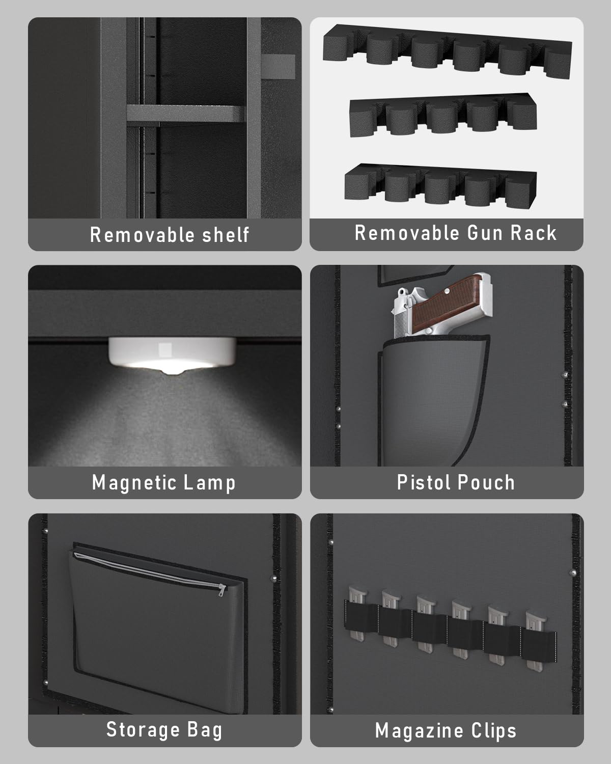 30-40 Gun Safe, 54" Biometric Gun Safe for Rilfes and Pistols, Rifle Safe for Home, Large Gun Cabinet for Shotguns with 3 Gun Racks & Adjustable Shelves (Unassembled) - image 5