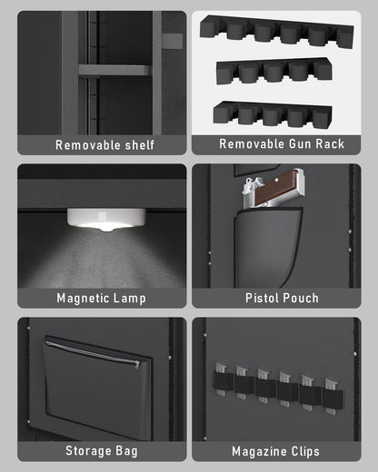30-40 Gun Safe, 54" Biometric Gun Safe for Rilfes and Pistols, Rifle Safe for Home, Large Gun Cabinet for Shotguns with 3 Gun Racks & Adjustable Shelves (Unassembled) - image 5